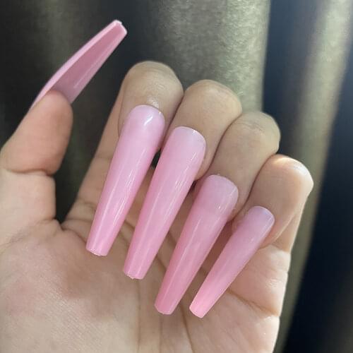 24Pcs Pearl Opp Packing Nail Tips Super Long Ballerina Fress on Nails Full Cover Fake Nails Extension Colorful Acrylic Nails