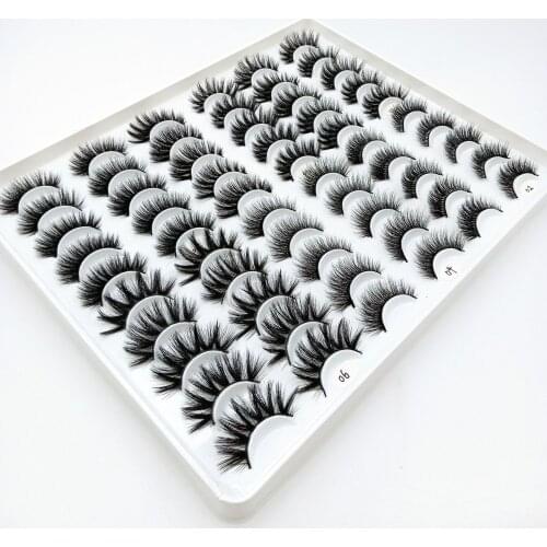 30Pairs/Set Faux Mink Hair False Eyelashes Wispy Criss-cross Fluffy Thick Natural Handmade Lash Cruelty-free Eye Makeup Tools