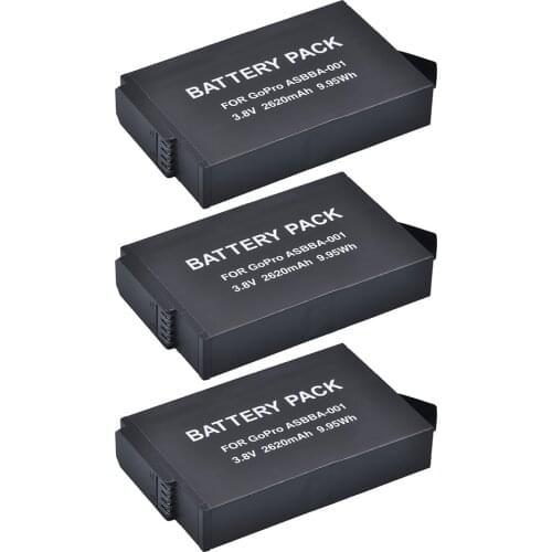 3x 2620mAh GoPro ASBBA-001 ASBBA001 ASBBA 001 Replacement Battery for Gopro Fusion 360-Degree Action Camera