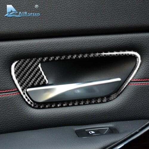 Airspeed 2PCS Carbon Fiber Car Interior Door Handle Cover Trim Door Bowl Stickers for BMW M4 F82 Accessories Car-styling