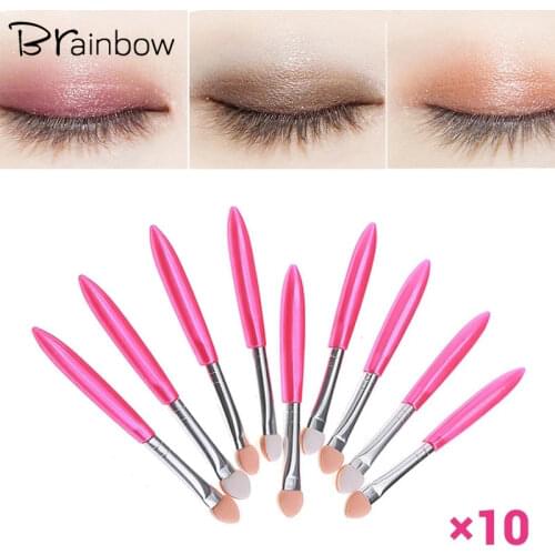 Brainbow 10pcs Eye Shadow Applicator Makeup Brushes Eye Shadow Eyebrow Eyeliner Brush Makeup Sponge Applicator Beauty Essentials