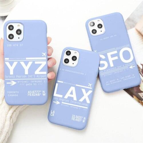 World City travel Tickets International Airport Call Letters purple Phone Case for iPhone 12 mini 11 Pro Max X XR XS 8 7 6s Plus