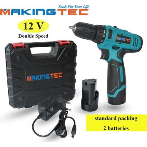 MAKINGTEC 12V Cordless Drill Electric Screwdriver Hand Drill Power Driver Lithium-Ion Battery Wireless Power Drill Power Tools