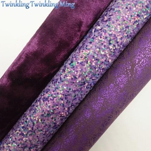 PURPLE Glitter Fabric,Metallic Faux Fabric, Synthetic Leather Fabric Sheets Velve Fabric For Bow A4 21x29CM Twinkling Ming XM877