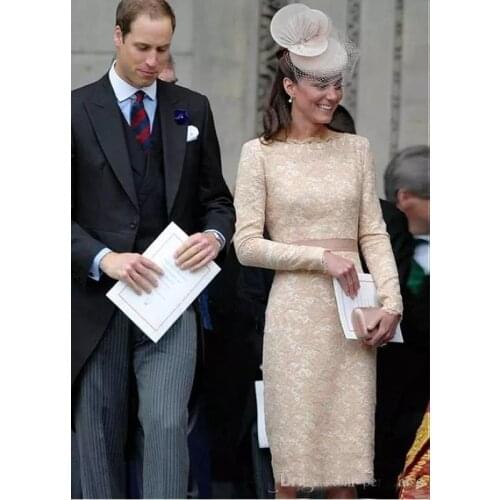 Knee Length Lace Mother Of The Bride 2020 Dresses Sheath Long Sleeves Formal Evening Gowns Wedding Guest Dress mae da noiva