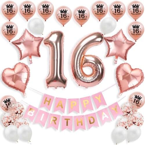 Amawill Birthday Latex Balloons 16 18 20 21 30 40 50 60 70 80 90 Years Rose Gold Party Decor Adult Anniversary Party Helium Ball