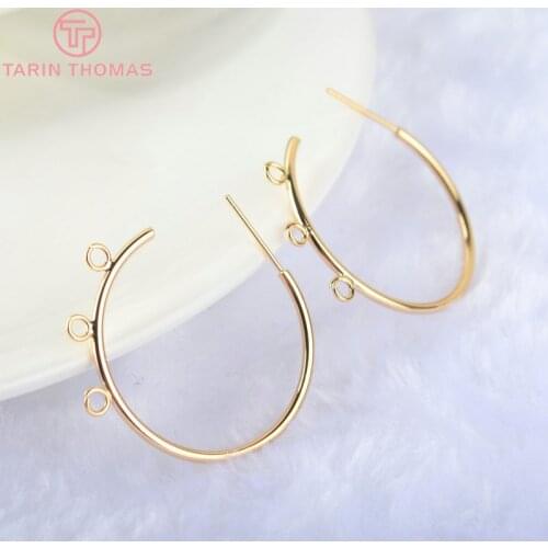 6pcs Diameter 35mm 24k Gold Color Brass Round Shape Wire Earrings Loop High Quality Diy Accessories Jewelry Findings