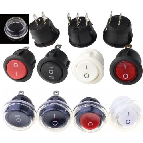 Rocker Switch Small, diameter 22mm, 2 pin red black white mini round switch 3