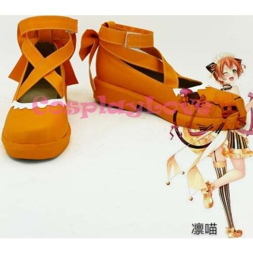 Newest Custom Made Japanese Anime Lovelive! Valentines Day Lolita Maid Hoshizora Rin Cosplay Shoes Boots For Halloween