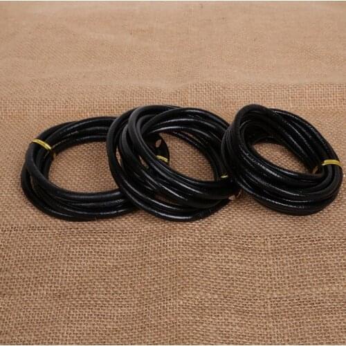 2016 New Coming Handmade Craft Real Leather Rope Black Round Bracelet Cord String Dia 4 5 6 mm for Jewelry Making Pick Size