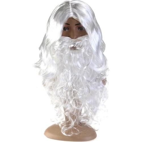 New White Santa Claus Moustache Hat Fancy Dress Costume Wizard Wig And Beard Set Christmas Hallowee Xmas Party Decoration 2021