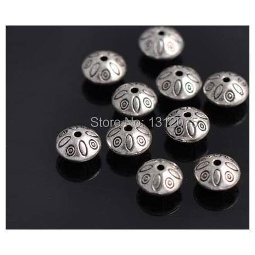 Wholesale Beads Round Charm Antique Sliver Alloy Spacer Beads Metal Beads Jewelry Making Supplies 9x6mm,25Pcs,YTC0060