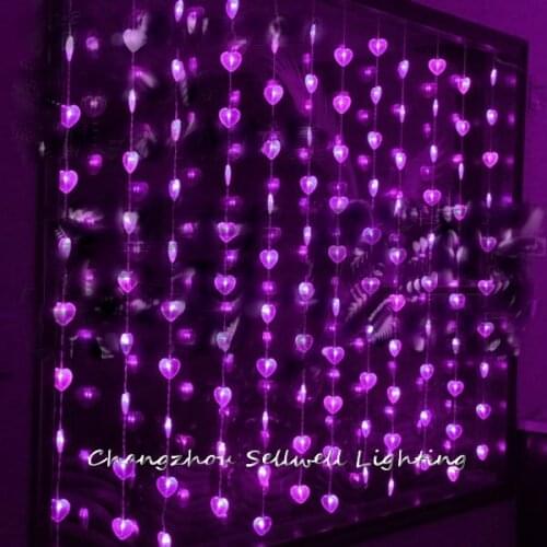 GREAT!Festival light showcase entrance decoration 1.6*2m purple heart bead curtain lamp H063