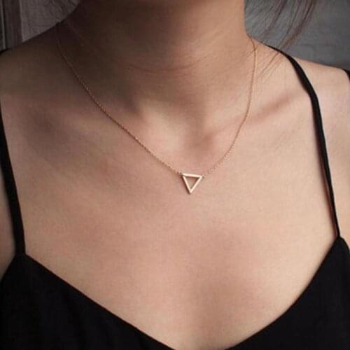 Utrend Geometric Simple Triangle Necklace Chain Vintage Jewelry For Women Bijoux Short Choker Necklaces Ladies Jewelry