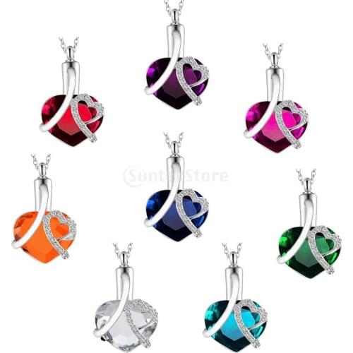 Heart-shaped Necklace Women Jewelry Gift Crystals Pendant Necklaces Chain 19.7