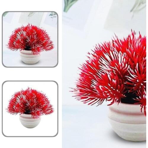 Plastic Useful Artificial Mini Centrepiece Plants Semicircle Fake Potted Reusable for Office