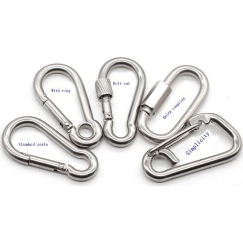 Stainless steel spring mountaineering buckle key chain chain hoist buckle standard parts