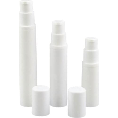50 X 5ml 10ml 15ml Empty Mini White Airless Lotion Pump Cream Bottle For Cosmetic Use 1/3oz 1/2OZ Airless Perfume Bottle