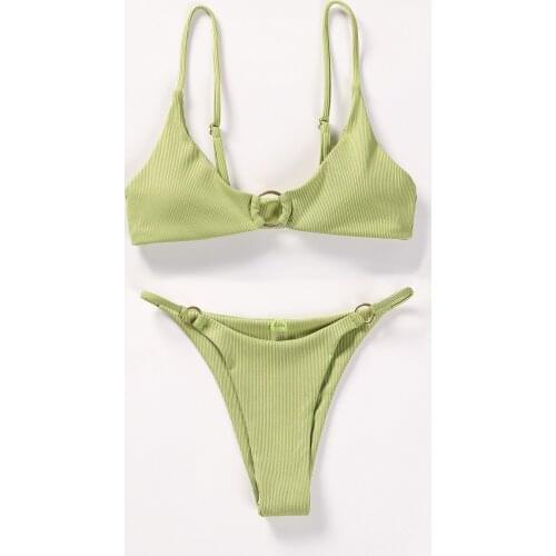 2021 New Fashion Womens Sexy Bikini Set Split Swimsuit Lady Green Split Swimsuit S-XL SW398