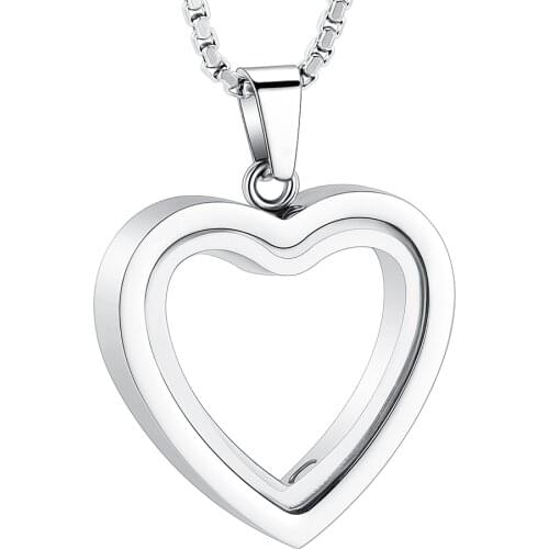 Glass Cremation Jewelry Necklace for Ashes Heart Memorial Lockets for Ashes Stainless Steel Keepsake Urn Ashes Pendants