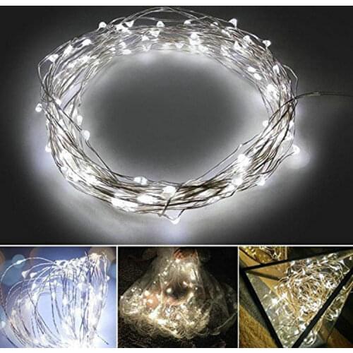 Solar powered 10M 100LED starry Copper Wire LED String Fairy Light moon vine lamp Xmas Christmas Wedding party table Decor-WHITE