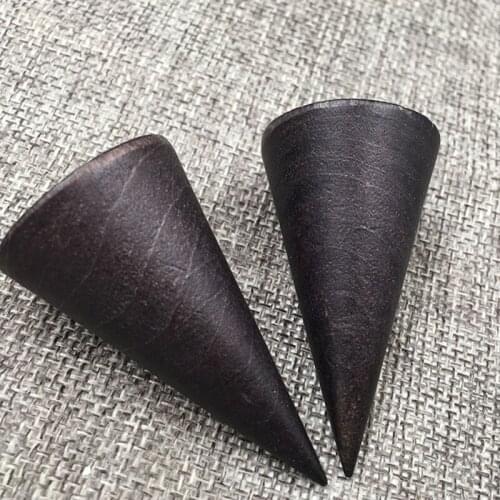 Vintage Black Wooden Ring Holder Display Cone Rack Solid Wood Finger Trinket Stand Storage Organizer Jewelry Ring Stack Showcase