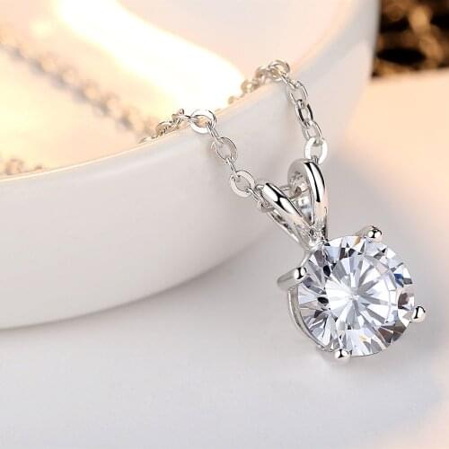 Top Quality Jewelry Natural Gemstones Moissanite Zirconia Silver Color Engagement Chain Pendant Necklaces Gift For Girl Woman