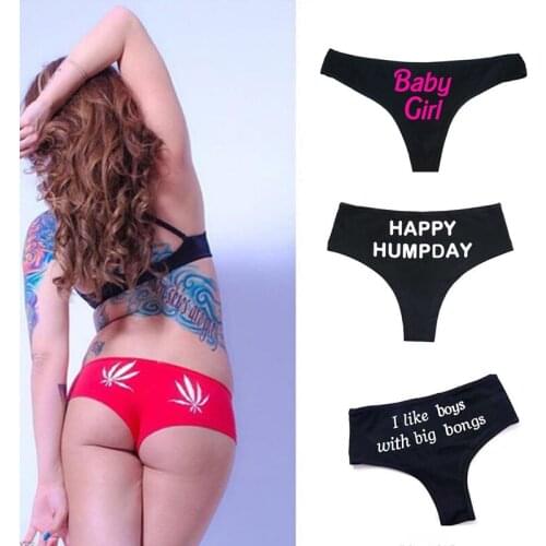 Women Funny Lingerie G-string Briefs Underwear Panties T string Thongs Knickers Yes Daddy Letter Printed Cotton Letter Underpant
