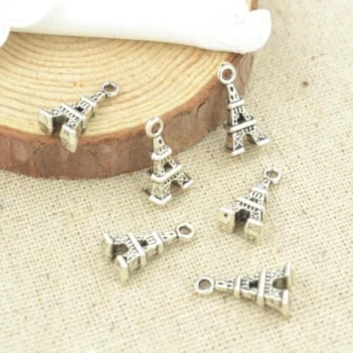 25 pcs 15*8 mm Antique Tibetan Silver Charms Bracelet Necklace Pendant New Fashion Alloy charm The Eiffel Tower E16