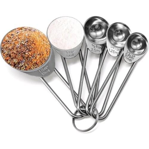 5 Pcs Stainless Steel Measuring Cup Kitchen Scale Measuring Spoons Scoop for Baking Cooking Teaspoons Sugar Coffee Tools Set