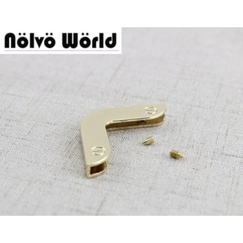 50pcs 3.5*3.5cm light gold metal bag purse flap triangle corner in screws,books metal protector corners