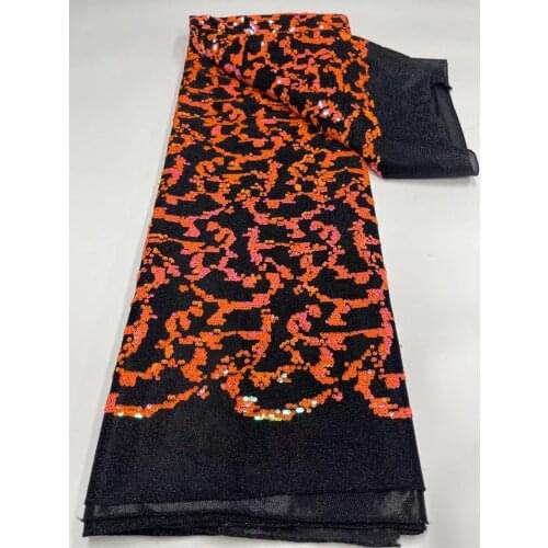 African Lace Fabric With Sequins French Tulle Lace Fabric 5 Yards 2021 High Quality Nigerian Lace Fabric For Party Dress 5 Yards