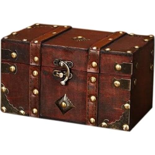 Big deal Retro Treasure Chest Vintage Wooden Storage Box Antique Style Jewelry Organizer for Jewelry Box Trinket Box Small