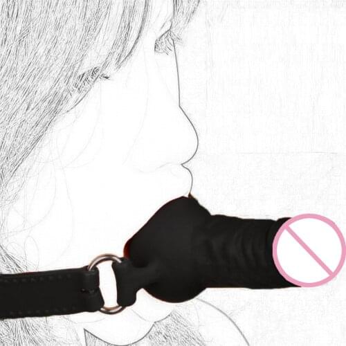 CamaTech Strapon Penis Gag Full Silicone Dildo Gag Plugs with Locking Buckles Open Mouth Gag Oral Fixation SM Bondage Restraints