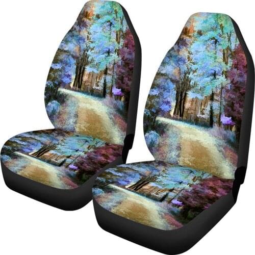 Vehicle Seat Protector Painting Print Style Black Car Seat Covers for Women Set of 2 Durable Front Seat Protecter