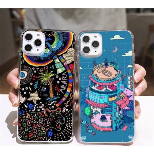 Cartoon astronaut Phone Case Transparent soft For iphone 5 5s 5c se 6 6s 7 8 11 12 plus mini x xs xr pro max