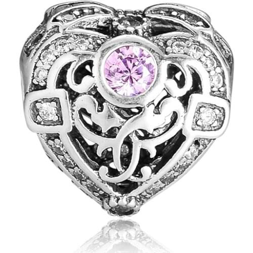 CKK Fit Pandora Bracelets Opulent Heart Charms 925 Original Sterling Silver Charm Beads for Jewelry Making Bead Kralen Perle