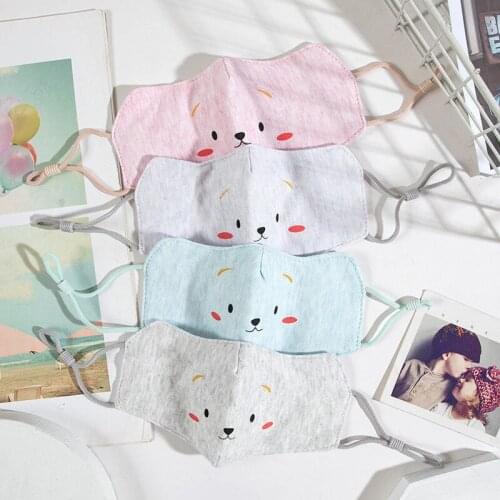 Kids Face Mask Cartoon Pattern Washable Cotton Mouth Mask Casual Dust-proof Child Girls Boys Facemask Ear Bandage U3