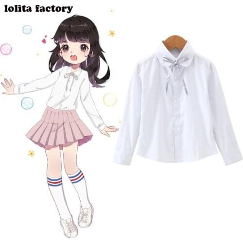 KIDS CHILD SCHOOL UNIFORM SHIRT BLOUSE Lolita Skirts Preppy Style Student Pleated Skirt children Cute Sweet Girls BLOUSE SHIRT