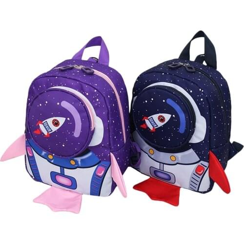 Kids Backpack With Safety Leash Lovely Children 3D Cartoon Rocket Lightweight School Bags Shoulder Bag Backpacks