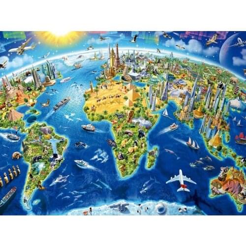 DIY Painting By Numbers World Map Coloring By Numbers 40x50cm Wall Art Canvas Picture Hand Painted Modern Room Decoration Gift