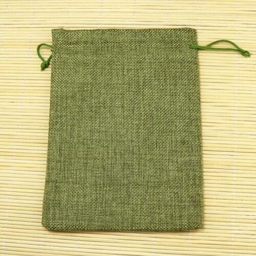 10pcs/lot 12.5x17.5cm handmade jute drawstring pouch olive gift jute bag for storage wedding jewel accessories recycle bag