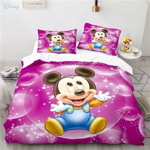 Purple Disney Mickey Mouse Baby Bedding Set 3d Cartoon Duvet Cover Pillowcase Home Textile Digital Printing Comforter Cover Sets