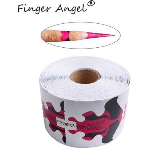 Finger Angel 100/500 Black&Pink Fish Shape Nail Forms Nail Art Stickers Nail Tips Extension Guide for UV Gel Manicure Tool#FJH20