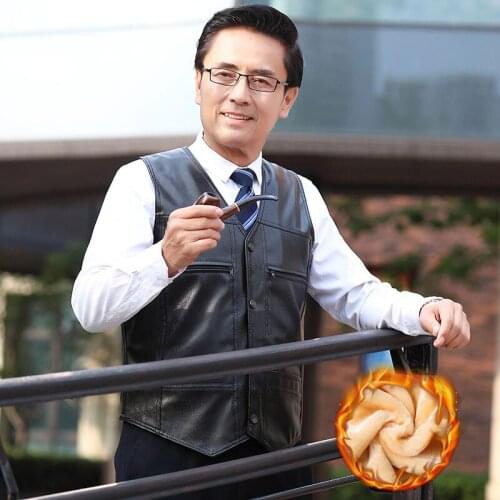 Hot Sale Mens PU Leather Vest Thick Warm Male Shoulder Hot Sale Overcoat Plus Size Vests Slim Outwear Fashion Casual Waistcoat