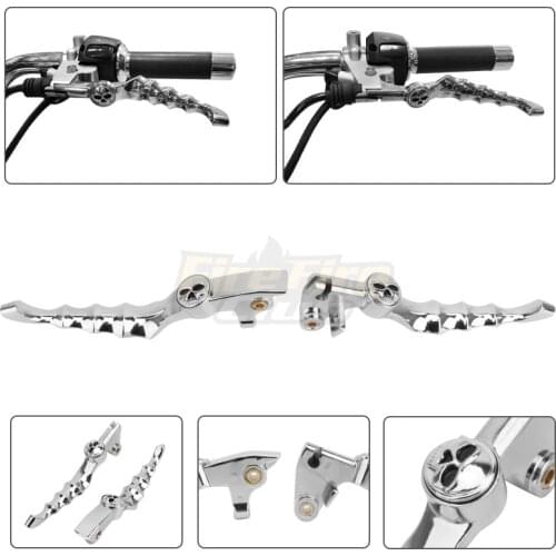 Chrome Motorcycle Skull Brake Clutch Levers Shifter Lever For Yamaha V-Star 650 Custom 1998-2016 V-Star 1100 Custom 1999-2009