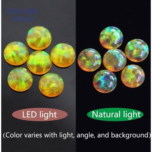 Round Shape Cabochon Opal Flat Back OP37 Beads Synthetic Gemstones For Jewelry Making DIY 3.0mm~7.0mm Free Shipping
