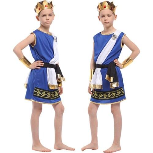 Boy Carnival Purim Egyptian Pharaoh Costume Halloween Roman Greek Gods Robe Stage Show Cosplay Fancy Party Dress