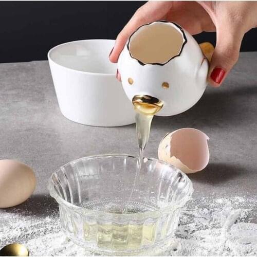 Creative Cartoon Chicken Egg Yolk White Separator Ceramics Ceramic Cartoon Chick Egg Separator Dining Cooking Kitchen Gadget