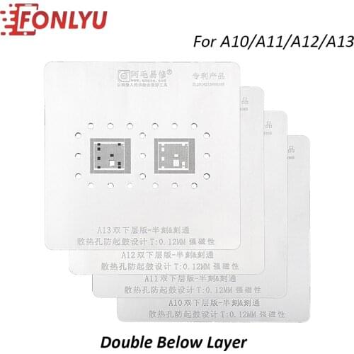 Amaoe Magnetic BGA Reballing Stencil For iPhone Motherboard CPU A10 A11 A12 A13 Tin Planting Soldering Net Phone Repair Tool Kit